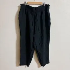 【美品】H&M リネンブレンド プルオンパンツ 麻混 ブラックXL 大きいサイズ