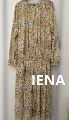IENA 花柄シフォンワンピース イエロー フリーサイズ 春ワンピ ロングワンピ