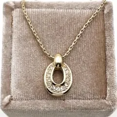 クリスチャンディオール　ネックレス　オーバル　楕円　ゴールド　ラインストーン