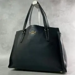 COACH コーチブラックA4可能レザーハンドバッグトートC4078