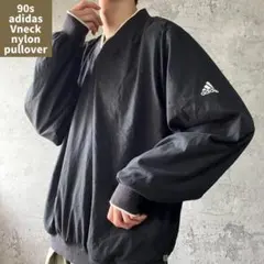 90s古着 adidas ナイロンプルオーバー リブライン パフォーマンス刺繍
