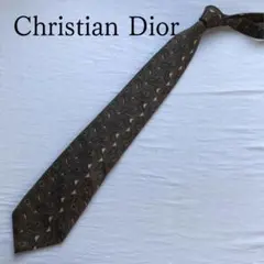 クリスチャンディオール ネクタイ 茶色 ペイズリー柄 高級 シルク【n6484】