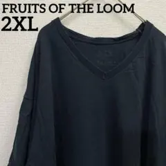 フルーツオブザルーム【2XL】無地 Vネック 半袖Tシャツ ビッグサイズ 黒のサムネイル