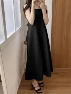 グレイル　GRL バックリボンふくれジャガードフレアキャミワンピース