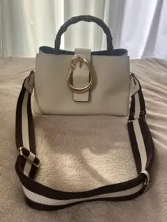 LE TALON 2way ハンドバッグ ショルダーバッグ ホワイト /ゴールド