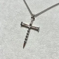 スカルクロス髑髏十字架ネックレス 骸骨ガイコツスケルトンシルバーカラー