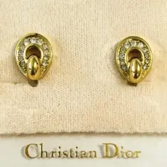 Dior クリスチャンディオール イヤリング ラインストーン ゴールド