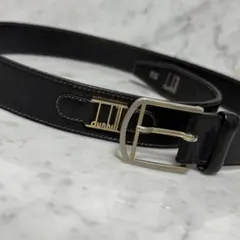 dunhill ダンヒル ベルト 本革 レザー ブラック ロゴ ドレスベルト