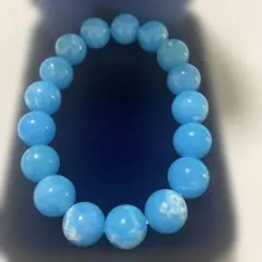 【1】水色（海紋石）のビーズブレスレット