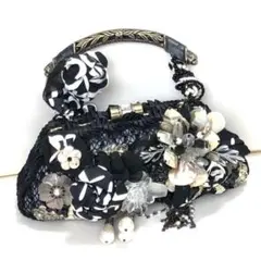 新品未使用★メリーフランシス 豪華ビーズ装飾 パーティーバッグ 黒、白、銀など