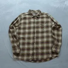 Eddie Bauer A0073 古着 ネルシャツ XL ベージュ チェック柄