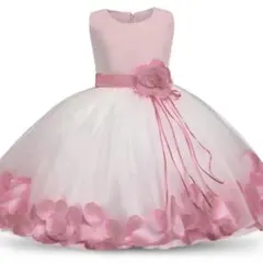 90cm新品子供ドレスベビードレス記念日結婚式誕生会出産祝いキッズドレスピンク