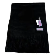 美品 マフラー ストール ブラック 黒 フリンジ
