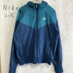 Nike　ナイキ　ナイロンジャケット　パーカー　スウッシュ刺繍　ブルー　XL 青