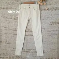美脚ホワイトスキニーデニム M 白 Girly Doll ストレッチのサムネイル