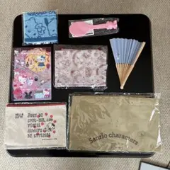 ハローキティ ポーチ・しゃもじ・クリアファイル・扇子　等　７点セット