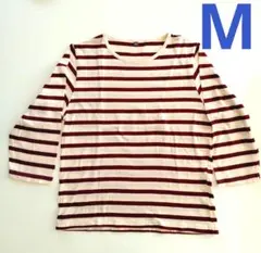 赤のボーダー 七分袖Tシャツ M