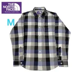 ノースフェイス パープルレーベル クールマックス 長袖シャツ ネイビーチェック