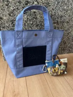 KALDI カルディブルー キャンバストートバッグ➕ 伝説カラビナミニバッグ