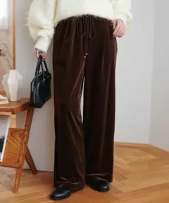 DISCOAT ベロアワイドパンツ ブラウン