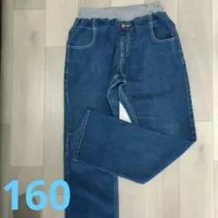 デニムブルー ゴムウエスト 長ズボン