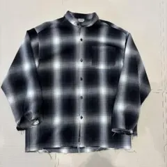 キャルトップ M長袖シャツ黒白CALTOP オンブレシャツ　チェックシャツ