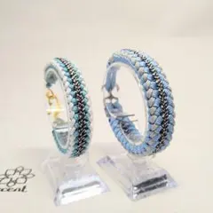 パラコードブレスレット ペアセット／ブルー系マリンカラー／8本編み／