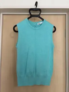 ZARA ノースリーブ ニット ライトブルー