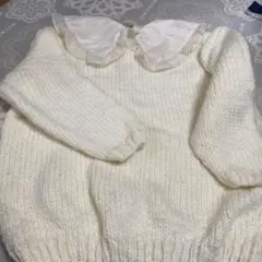 NICE CLAUP大きな襟付きニット