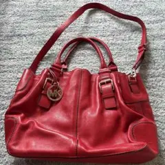 【キズ有】Michael Kors 赤　レッド　ショルダーバッグ　MK ロゴ付き