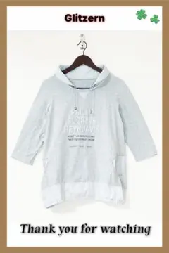 〖古着〗Tシャツ パーカー glitzern グレー系 Mサイズ 半袖