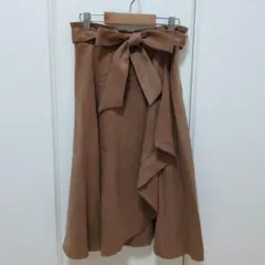 LAISSEPASSE　スエード調リボンベルト付フレアスカート