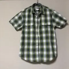ノースフェイス　半袖シャツ　チェック柄グリーン