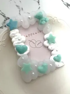 トレカケース　ホイップデコ　B8 ☆クリア×白×ミントグリーン☆