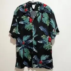 H&M エイチアンドエム アロハシャツ M 南国柄 オウム レーヨン100%