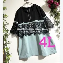7386新品⭐️4L〜5L＊豪華レース使いフェミニン大人チュニック大きいサイズのサムネイル