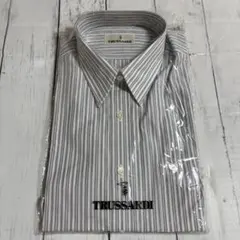 新品✨️TRUSSARDI カッターシャツ ワイシャツ ストライプ 青系 M