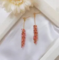 スティック×チェコビーズピアス d ハンドメイドピアス