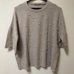 ZARA パール付き半袖ニット