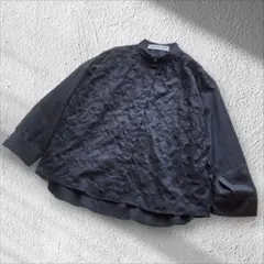 STAMP AND DIARY 刺繍 ブラウス 七分袖丈 コットン ブラック