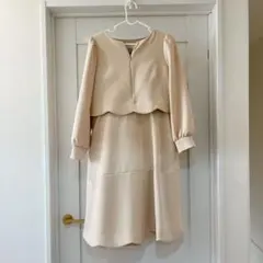 ルレーヴヴァニレ フロントファスナー スカラップ ワンピース セレモニー