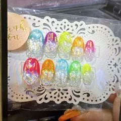 カラフルグラデーションネイルチップ10個セット