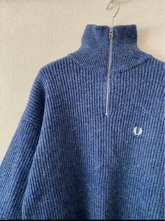 FRED PERRY フレッドペリー　刺繍　ハーフジップ　タートルネック　ニット