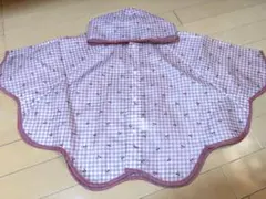 ギンガムチェック さくらんぼ レインポンチョ