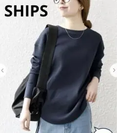 SHIPS any: ワッフル レースアップ ラウンドヘム プルオーバー