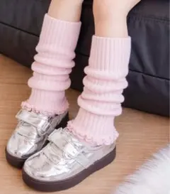 足元あったか 子供用 レッグウォーマー　冷え対策 ダンス　薄いピンク　新品未使用