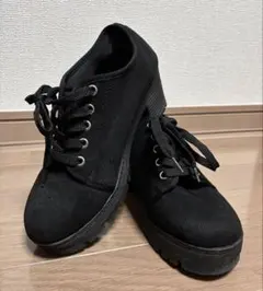 厚底　編み上げパンプス　24.5cm 美品