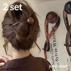ヘアクリップ ツイスト ヘアピン バレッタ かんざし まとめ髪 2点セット 新品のサムネイル