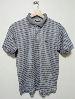 美品 フランス製 LACOSTE 総柄ポロシャツ ワニロゴ ヴィンテージ 半袖