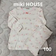 miki HOUSE 音符とウサギ柄のパジャマ 100cm 長袖